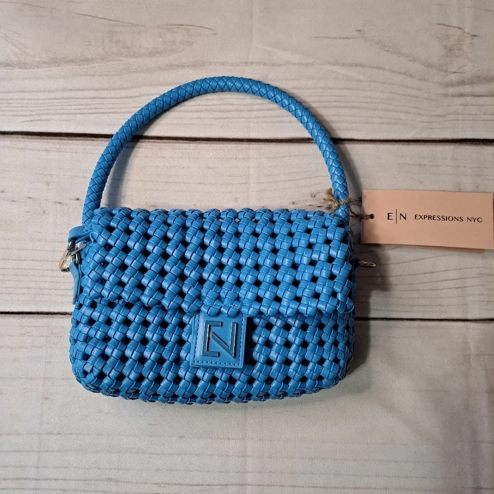 Expressions NYC Blue Woven Women's Bag Wear 2 Ways